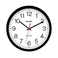 SHARP Wall Clock   Black, Silent Non Ticking ...