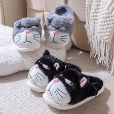 Women Fluffy Cartoon Slippers House Winter Plush Flats Cute Comfortable Home Sho