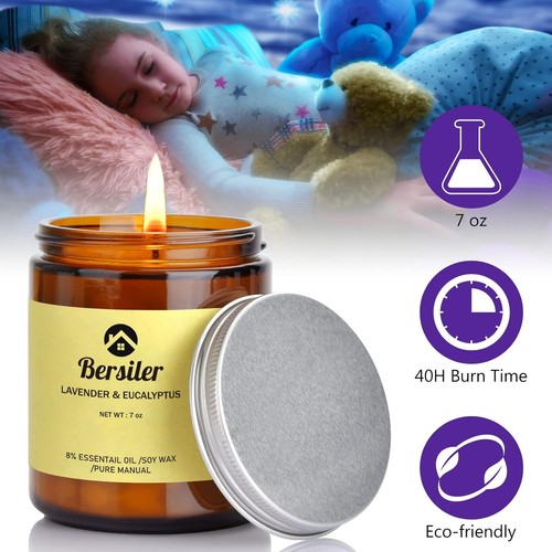 Aromatherapy Candles, Scented 7OZ Lavender Eucalyptus Candles Brown - Picture 3 of 7