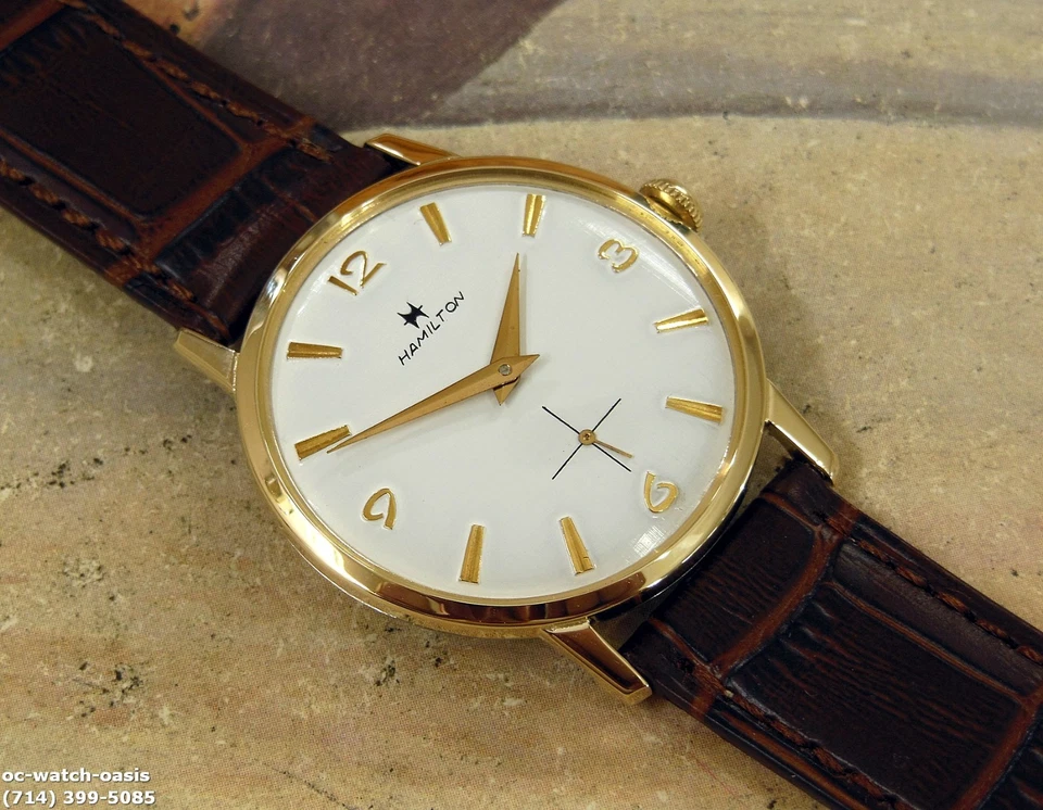 HAMILTON vintage años 60 cuerda manual, esfera impresionante, reparado con garantía Foto 4 de 4