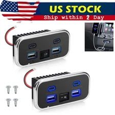 2pcs RV USB Outlet Dual USB A & USB C Ports Car Charger Socket Panel Boat Marine