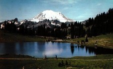 Mount Rainier And Tipsu Lake, Rainier National Park,   Vintage Postcard