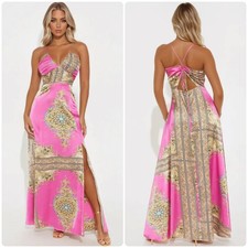 Fashion Nova Womens Pink Paisley Print Resortwear Vacation Erin Maxi Dress Small
