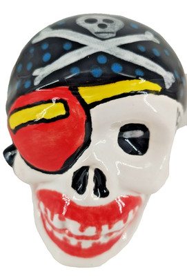 Talavera Mexican Pottery Skull Dia Del Muertes DEAD MAN... Ceramic Halloween B2