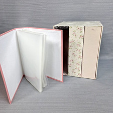VTG Photo Album Box Set of 3 Ivory Floral Print Holds 300 Photos 4x6 Slip in NEW