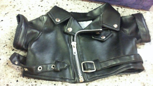 Build A Bear Workshop Black Faux Leather Jacket for Plush Motorcycle Biker - Picture 4 of 4