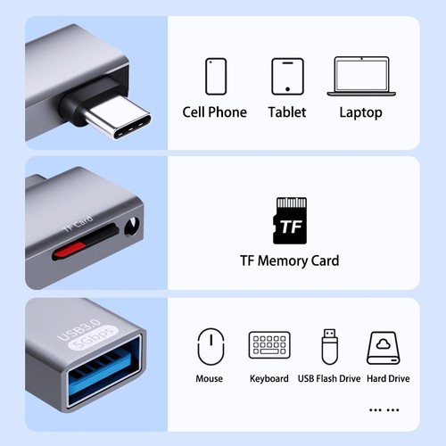 Bendable Dual-Input Card Reader: TF+USB3.0 to iPhone/Type-C Phones, Plug & Play - 第 4/10 張圖片