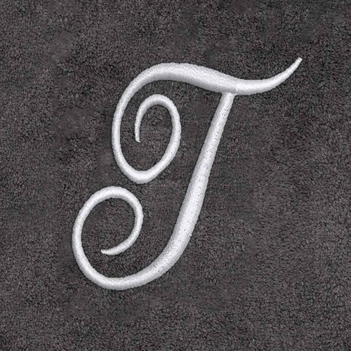 Avanti Linens Granite/Silver Script Monogram Bath Towel Letter T - Bath Towel - Picture 2 of 3