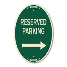 Designer Sign Reserved Parking Right Arrow 12" x 18" Metal Sign