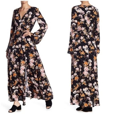 Abound Medium Floral Maxi Dress with Long Bell Sleeves - Witchy Autumnal Boho
