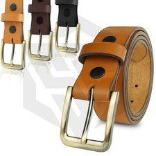 Men's Real Leather Belt, Black, Brown, Tan Belts with Premium Quality Buckle