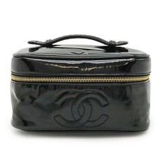 Chanel Patent Vanity Bag Makeup Pouch Black