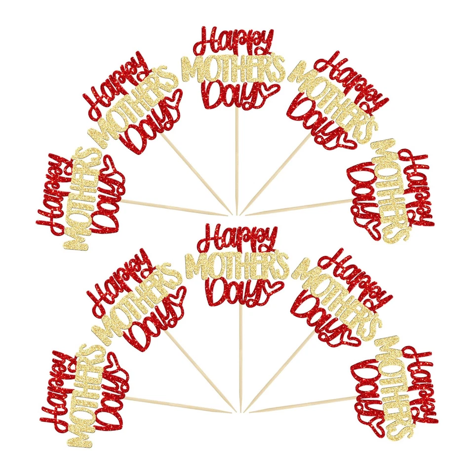 Ephlyn 24pcs Mother’s Day Cupcake Toppers Glitter Butterfly Pink Cake Decor - Image 3 of 4