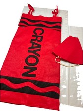 Red CRAYON Costume SLEEVELESS DRESS  HAT Small Women, XL older Child, Hand Made