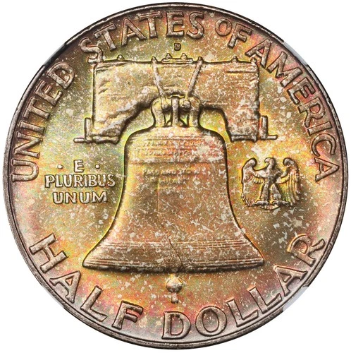 1963 D Toned Franklin Half Dollar NGC MS 65 See Video Toning Silver Coin 50C