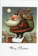 Grußkarte * Kunstlerkarte * Weihnachten * Weihnachtsmann auf dem Schornstein