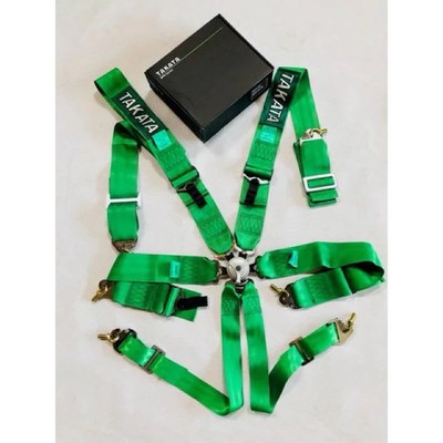 TAKATA Green 6 Point Snap-On 3'' With Camlock Racing Seat Belt Harness UNIVERSAL