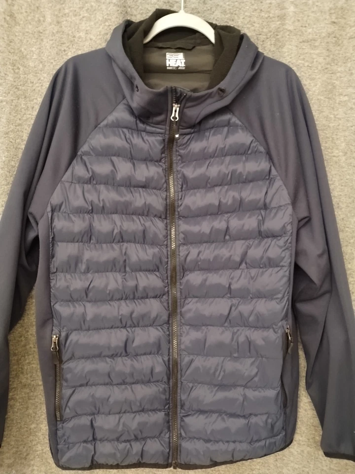32 Degrees Heat Hybrid Puffer Jacket Mens Large Navy Blue/Blk Full Zip Lightwght - Image 4 of 4