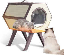 Outdoor Heated Cat House with Heater Insulated Feral Cat Shelter with Adjustable
