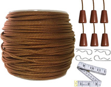 Roll of 60 Yards 2.0Mm Light Brown Bronze Braided Nylon Lift Shade Cord with 6