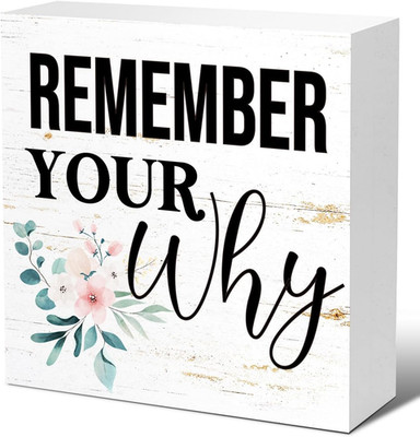Remember Your Why Sign, Inspirational Office Wood Box Sign Shelves Decor, Motiva