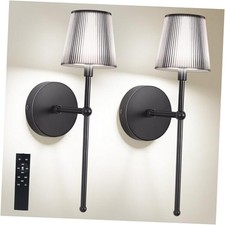 Battery Operated Wall Sconces Set of 2, Wireless Wall Sconce with Black-1