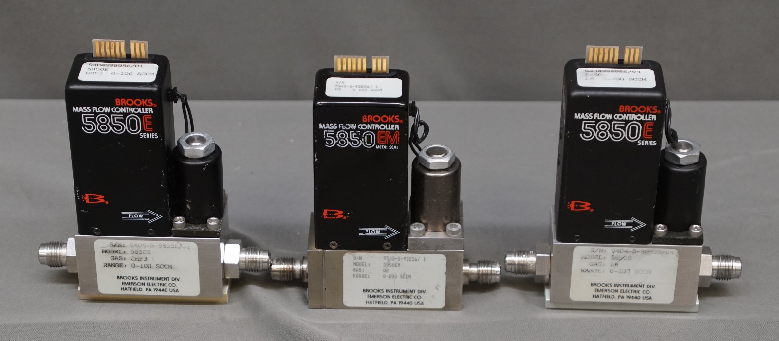 Brooks 5850E Mass Flow Controller - Lot Of 3 (R1)