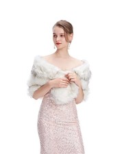 Faux Fur Shawl Wrap Women Cape Bridal Wedding Party Blue Artificial Wool
