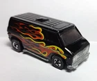 Vintage Hot Wheels Flying Colors #7649 Chevy Super Van BW - Black w/Flames - VGC