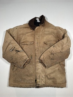 Dickies Jacket Mens Medium Brown Canvas Quilted Workwear Full Zip Lined Coat