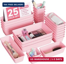 BiuLeon 25 PCS Plastic Drawer Organizers Set, 4-Sizes Vanity and Makeup Organize