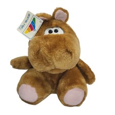 Vintage Guy Animal Fair Plush Hippo Sitting Brown Stuffed Animal 9609A 1987 10"