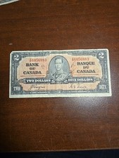 Canada 1937 $2 Two Dollars Note Coyne-Towers Z/B Prefix 6056883