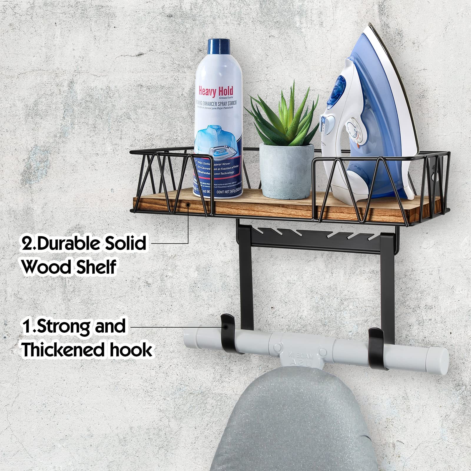 Ironing Board Holder Wall Mount - Laundry Room Iron and Ironing Board Hanger ...