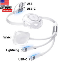 Multi Charging Cable Retractable 5in1 Retractable USB C Cable 100W USB A/C to US