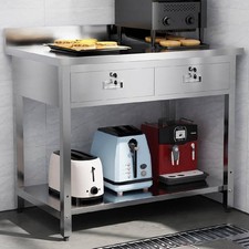 Heavy Duty Stainless Steel Prep Work Table with Drawers for Restaurant Silver
