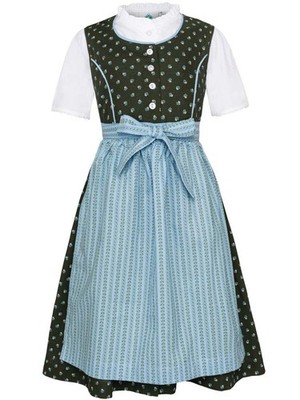 Kinderdirndl Isabell grün Isar-Trachten Dirndl mit Bluse Blumenprint