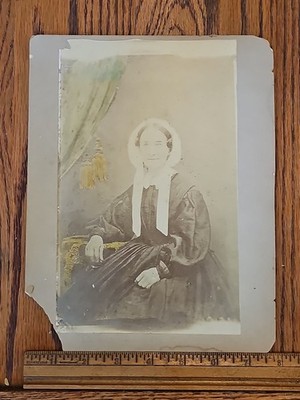 1800's Cabinet Card Photo Large 8x10 Old Woman Portrait Tinted  Ms America 1823
