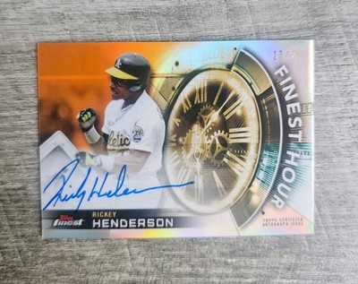 2018 Topps Finest Rickey Henderson Orange Refractor On Card Auto /25 #FHA-RHE