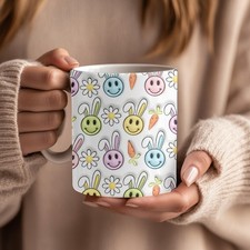Easter Themed Ceramic Coffee Mug Smiley Face Easter Bunny Easter Gift For Kids