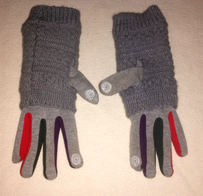 Damen Handschuhe mit Stulpen, Vera Tucci, Gr. S, grau bunt