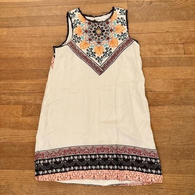 Coco & Jaimeson sleeveless white orange floral flower mini dress sz medium M b25
