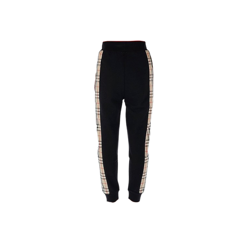 (Kids) Burberry Vintage Check Panel Cotton Jogger Pants Black - Picture 2 of 2