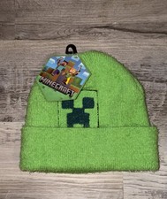 Minecraft Knit Chenille Green Creeper Beanie Hat NWT Gamer Gift 