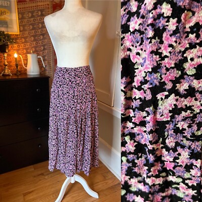 H&M Women's Floral Pleated Skirt Zipper Plus Size 18 Cottagecore Purple Pink