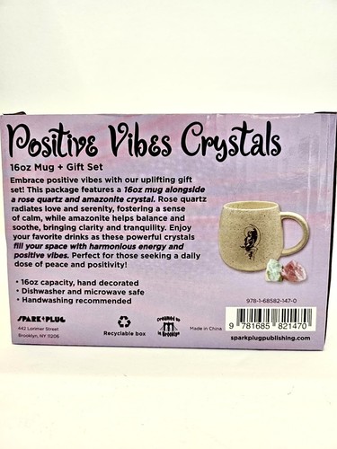 NEW! Crystals Healing Mug Gift Set Positive Vibes Spark Plug Coffee tea 16oz - Picture 3 of 6
