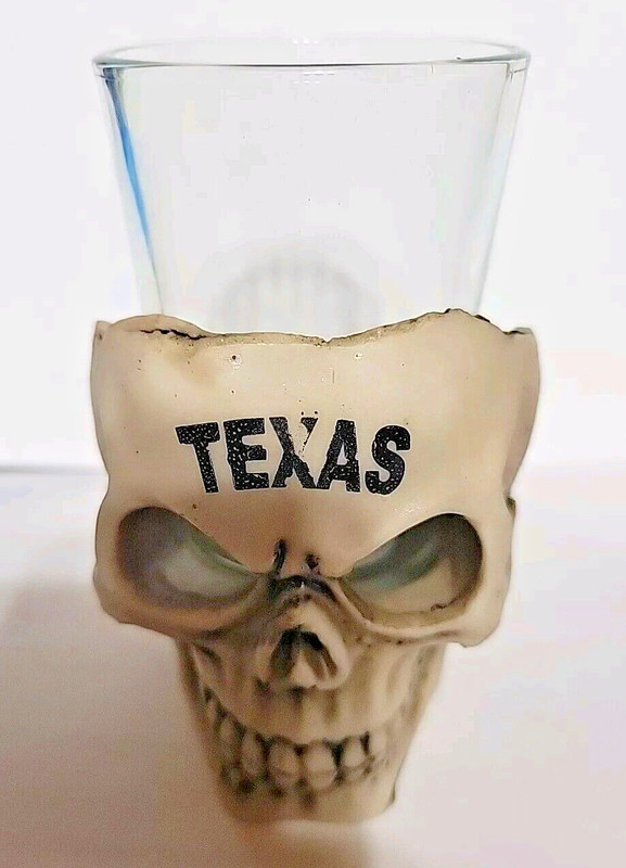 4" Texas Skull Shot Glass New Old Stock  Not perfect READ