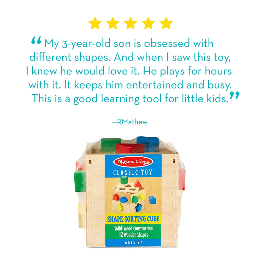 melissa & doug shape sorting cube classic wooden toy