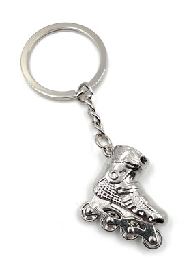 Keyring inline skates roller skates silver pendant keychain