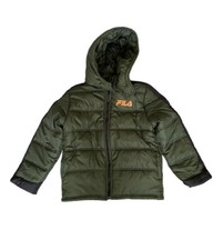 Fila Green Orange Puffer Long Sleeve Hoodie Youth Size Medium 10/12